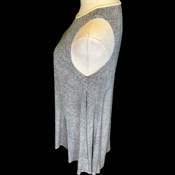 T Alexander Wang Leather Trim Collar Sleeveless Trapeze Flow Dress in Ink/Ivory - Picture 6 of 14